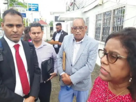 Trinidad and Tobago’s Trade Minister, Paula Gopie-Scoon briefing the media on the outcome of talks with the Private Sector Commission and Demerara Distillers Limited. Also in picture are DDL’s Deputy Chief Executive Officer Vasudeo Singh and DDL Government Affairs Consultant, Wesley Kirton. (Photo courtesy Demerara waves)