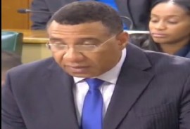 Prime Minister Abdrew Holness speaking in Parliament on Tuesday (CMC Photo)