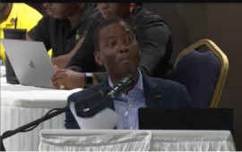 Prime Minister Dickon Mitchell at town hall meeting on Monday (CMC Photo)