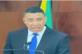 Prime Minister Andrew Holness announcing date for by-election during post cabinet news conference (CMC Photo)