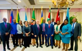 CARICOM foreign ministers pose for a group photo in Dominica (CARICOM Photo)