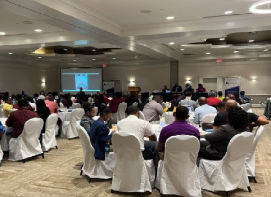 Prime Minister Dr. Terrance Drew delivering a virtual address to members of the private sector