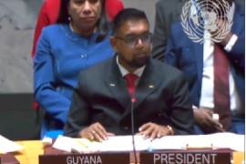 President Irfaan Ali addressing United Nations Security Council open debate on climate change (CMC Photo)