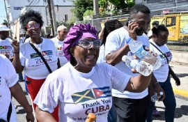 Jamaicans protesting the end of the Cuban health programme