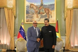Ambassador Dr Richard Van West-Charles and Venezuela’s President Nicolás Maduro Moros (Photo courtesy Ministry of Foreign Affairs and International Cooperation-Guyana )