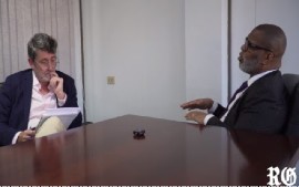 Deputy Premier and Home Affairs Minister Walton Roban (Right) in interview with Royal Gazette reporter Jeremey Deacon (Royal Gazette video)