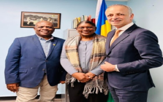 SVG Consul General Roland Matthews, left, with Consul, Foreign Direct Investments, Bernadette Ambrose; and Ian Richards of UNCTAD.