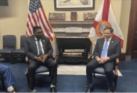 President Irfaan Ali (left) and New US Secretary of State, Marco Rubio. (Photo courtesy Department of Public Information Guyana)