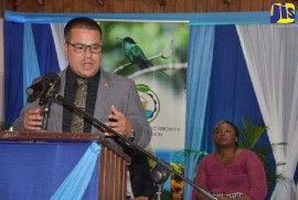 Minister without Portfolio in the Ministry of Economic Growth and Job Creation, Senator the Hon. Matthew Samuda (left), speaks on the management of plastics and the environment, during a Plastics Forum, held virtually on Tuesday, August 30. (Photo by Mark Bell, via JIS)