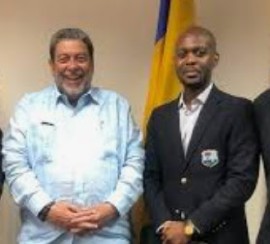 Prime MInister Dr. Ralph Gonsalves (Left) and CWI president, Dr. Kishore Shallow (CMC File Photo)