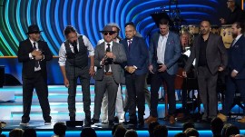 PHOTO: SOJA, the nine-member Virginia band, accepting the 2022 Grammy award for Best Reggae Album. (Twitter image)