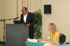 Prime Minister Gaston Browne addressing the symposium