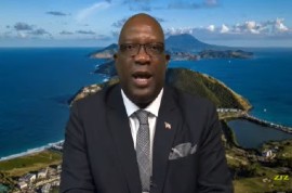 Prime Minister Dr. Timothy Harris addressing the nation on Thursday (CMC Photo)