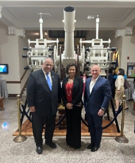 Jamaica’s Ambassador to the United States Her Excellency Audrey Marks (Centre) in preparation for the conference, engages with Secretary of the US Navy, The Honorable Carlos Del Toro and the US Chief of Naval Operations, Admiral Michael Gilday at the historic United States Naval Observatory (USNO) in Washington DC.